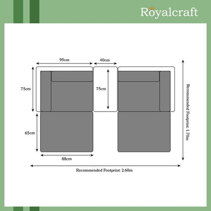 Marseille Rattan Garden Sofa Set by Royalcraft - 4 Seats Ivory Cushions - Croft Home & Garden