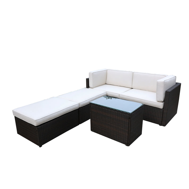 Marseille Rattan Garden Sofa Set by Royalcraft - 4 Seats Ivory Cushions - Croft Home & Garden