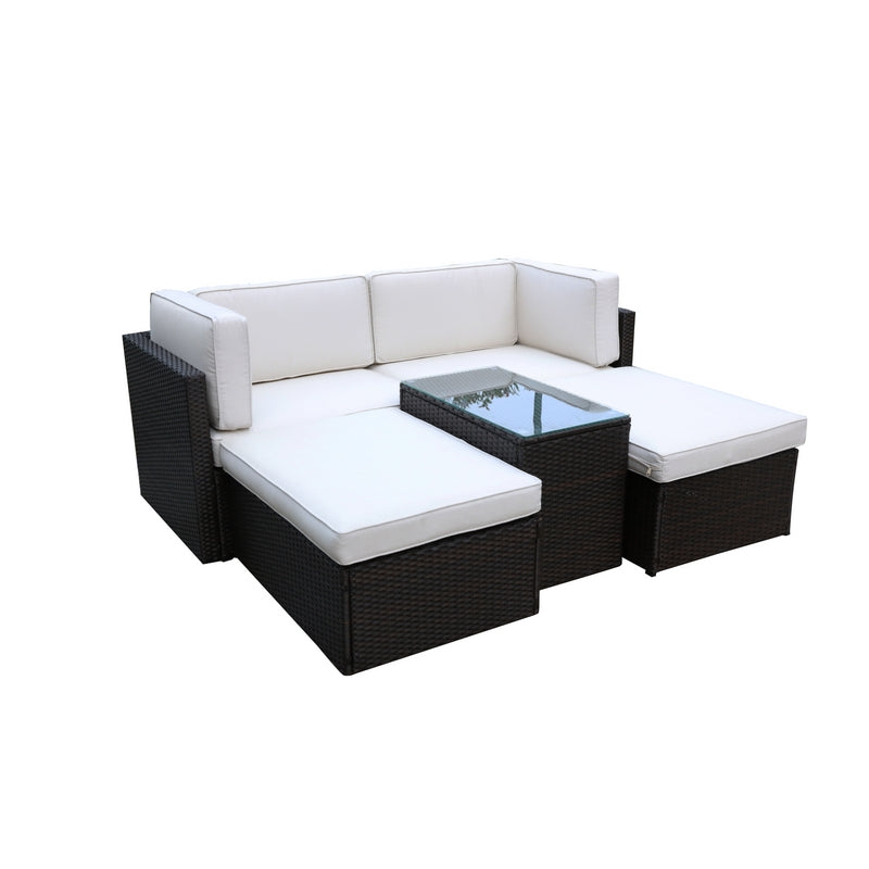 Marseille Rattan Garden Sofa Set by Royalcraft - 4 Seats Ivory Cushions - Croft Home & Garden