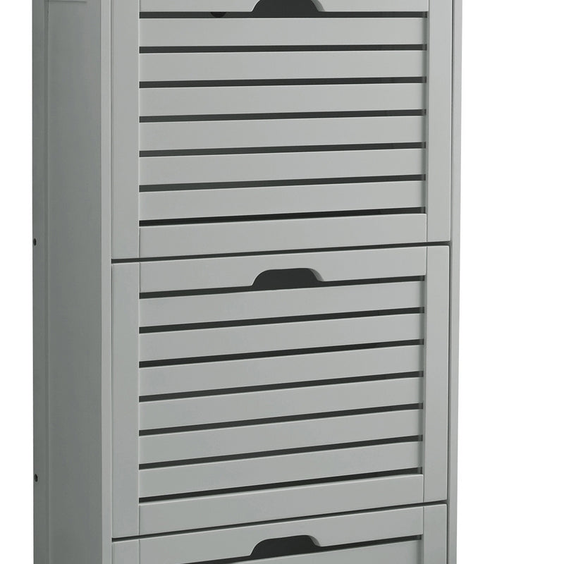 Bergen Tall Shoe Storage Grey 3 Doors 3 Shelves