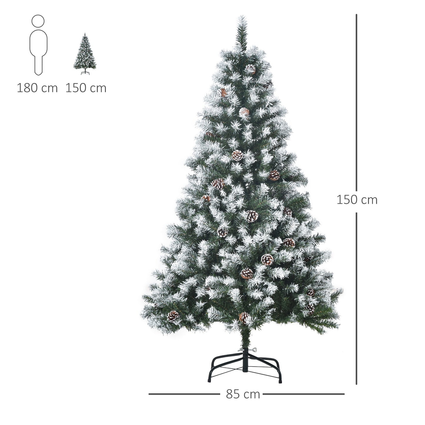 Homcom 5FT Artificial Christmas Tree with Pine Cones