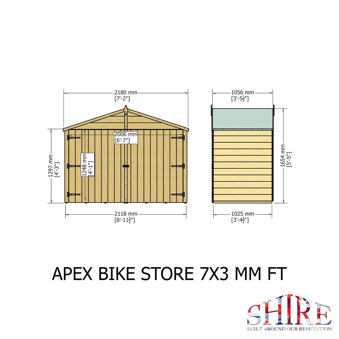 Shire Securstore 6' 11" x 3' 4" Apex Shed - Budget Dip Treated Shiplap