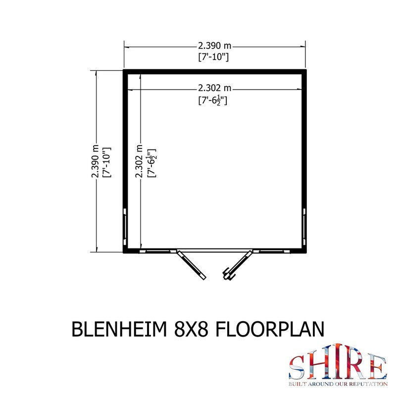 Shire Blenheim 7' 10" x 7' 10" Reverse Apex Summerhouse - Premium Dip Treated Shiplap