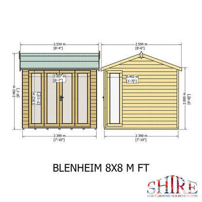 Shire Blenheim 7' 10" x 7' 10" Reverse Apex Summerhouse - Premium Dip Treated Shiplap