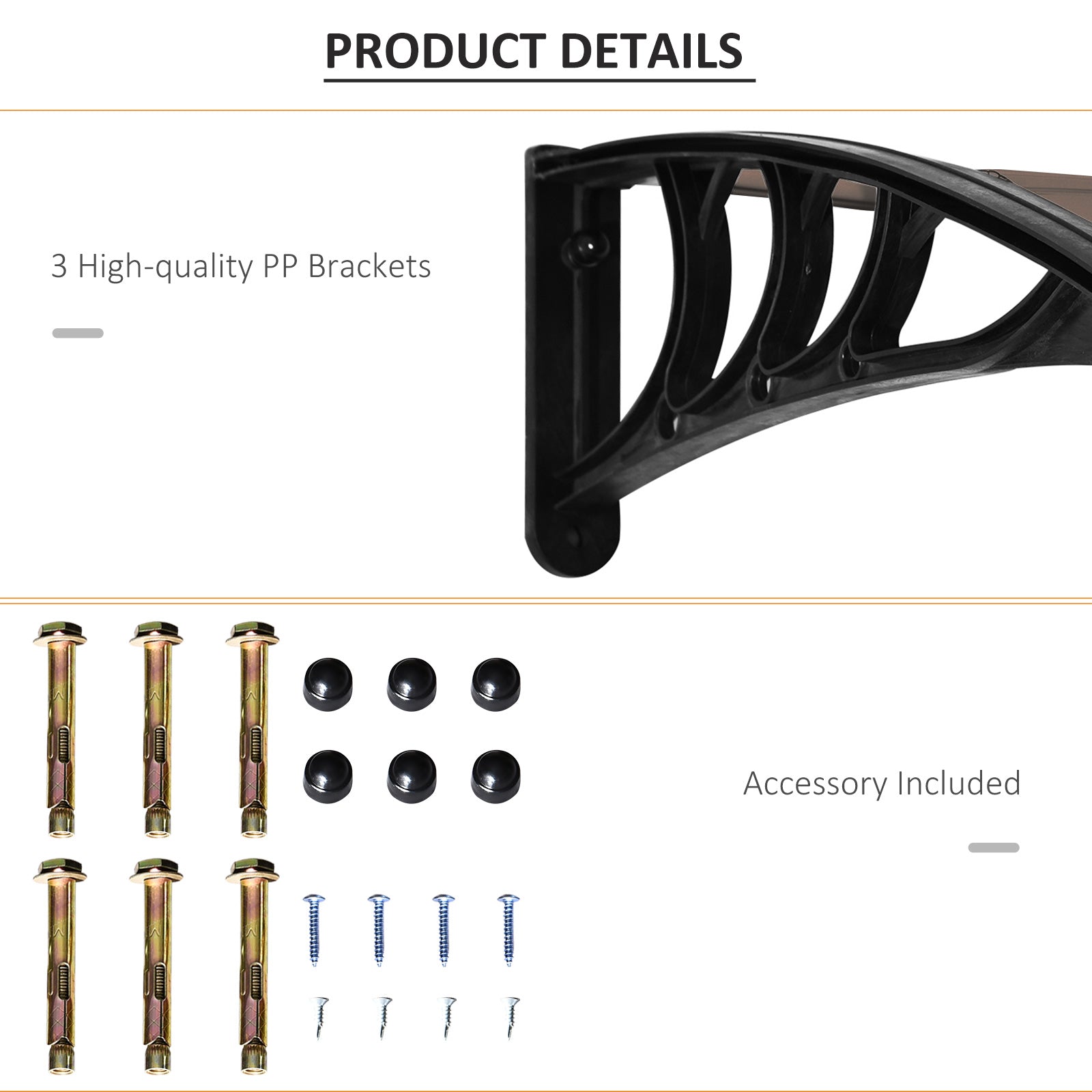 Outsunny 75 x 195 cm Curved Door Window Awning Canopy