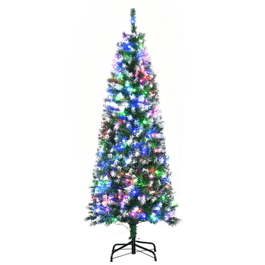 Homcom 5FT Tall Prelit Pencil Slim Artificial Christmas Tree with Realistic Branches