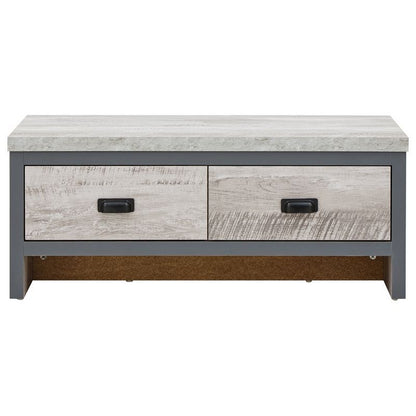 Boston Coffee Table Metal & Wood Grey 2 Drawers