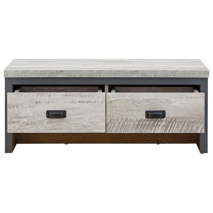 Boston Coffee Table Metal & Wood Grey 2 Drawers