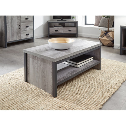 Boston Coffee Table Metal & Wood Grey 1 Shelf