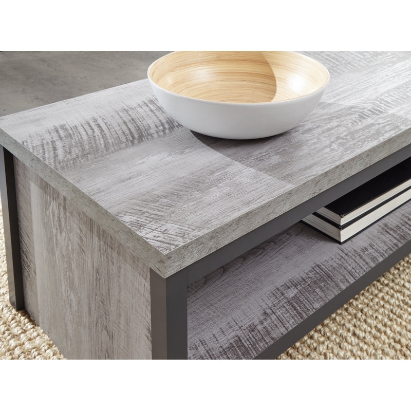 Boston Coffee Table Metal & Wood Grey 1 Shelf