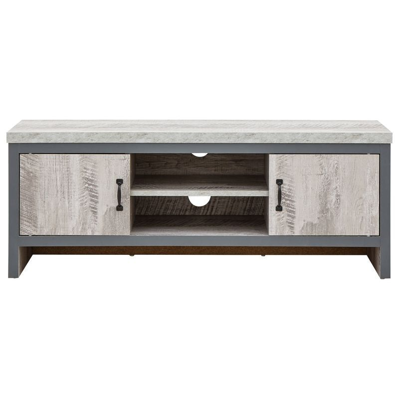 Boston TV Unit Metal & Wood Grey 2 Shelves 2 Doors