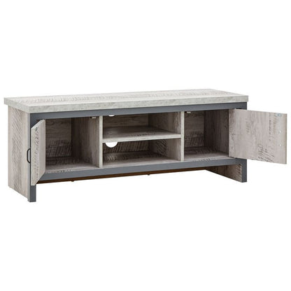 Boston TV Unit Metal & Wood Grey 2 Shelves 2 Doors