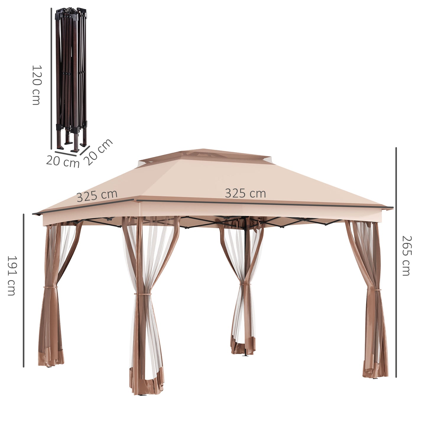 Outsunny 3 x 3(m) Pop Up Gazebo with Netting and Carry Bag