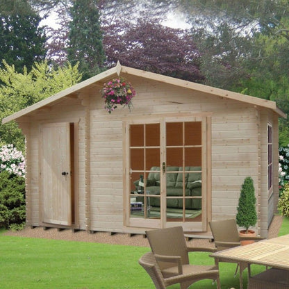 Shire Bourne 13' 8" x 7' 10" Apex Log Cabin - Premium 28mm Cladding Tongue & Groove