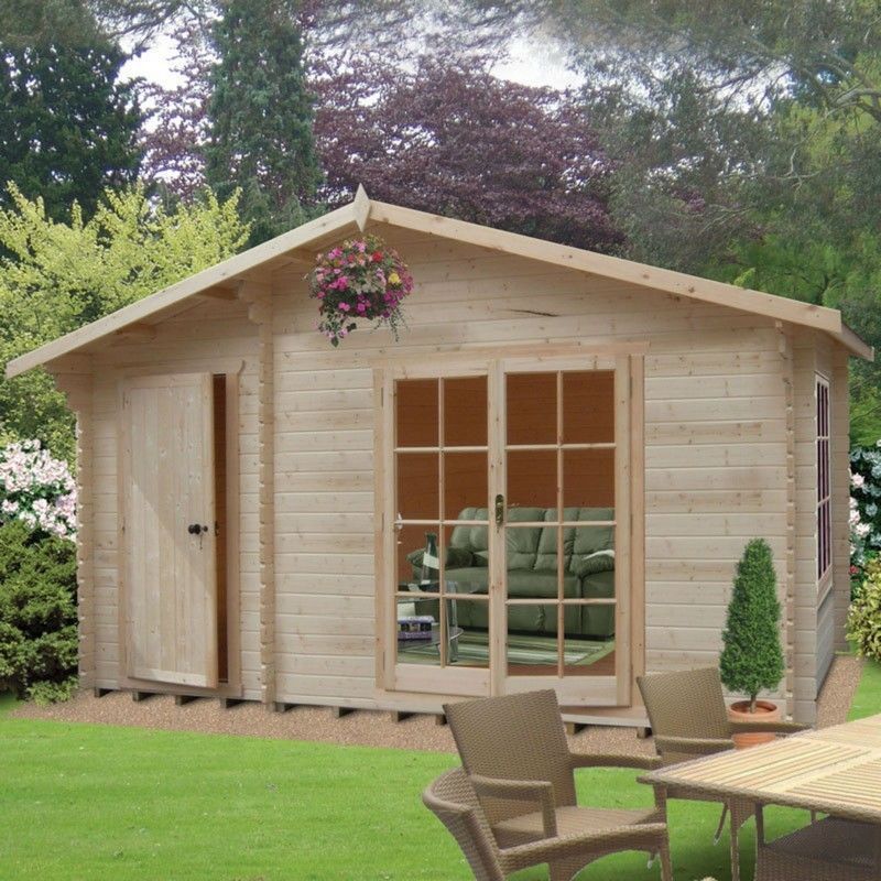 Shire Bourne 13' 8" x 7' 10" Apex Log Cabin - Premium 44mm Cladding Tongue & Groove