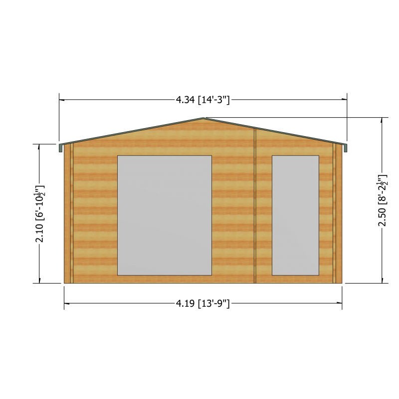 Shire Bourne 13' 8" x 7' 10" Apex Log Cabin - Premium 28mm Cladding Tongue & Groove