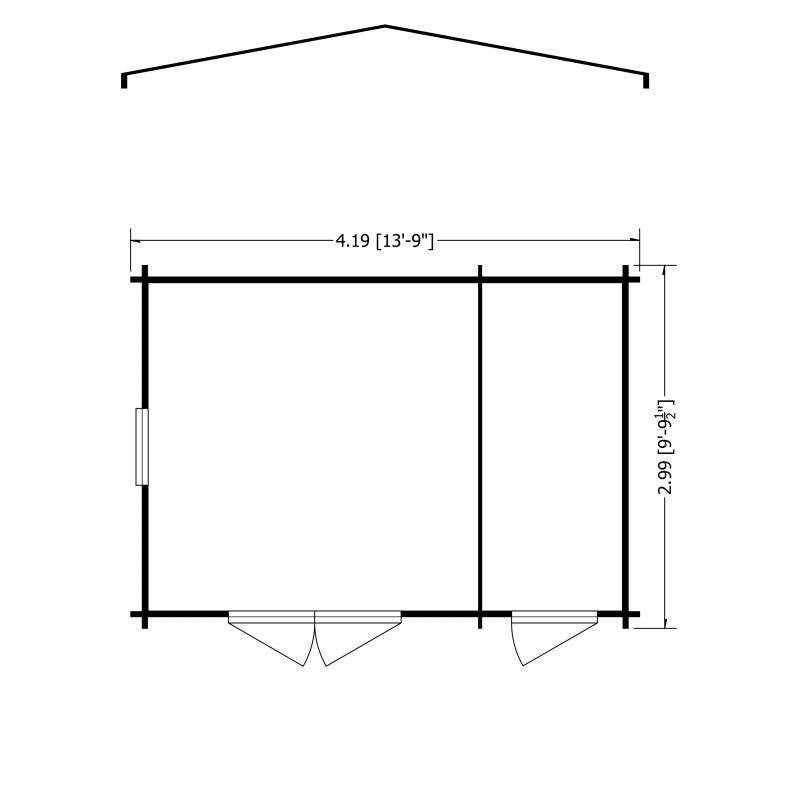 Shire Bourne 13' 8" x 9' 9" Apex Log Cabin - Premium 28mm Cladding Tongue & Groove