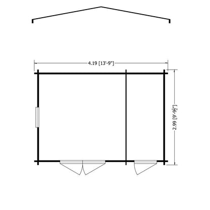 Shire Bourne 13' 8" x 9' 9" Apex Log Cabin - Premium 70mm Cladding Tongue & Groove