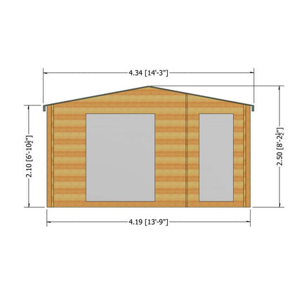 Shire Bourne 13' 8" x 9' 9" Apex Log Cabin - Premium 28mm Cladding Tongue & Groove