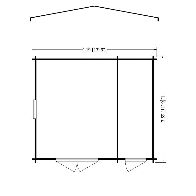 Shire Bourne 13' 8" x 11' 9" Apex Log Cabin - Premium 28mm Cladding Tongue & Groove