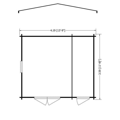 Shire Bourne 13' 8" x 11' 9" Apex Log Cabin - Premium 28mm Cladding Tongue & Groove