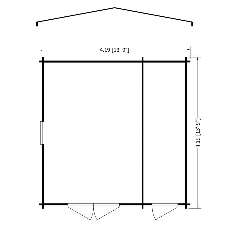 Shire Bourne 13' 8" x 13' 8" Apex Log Cabin - Premium 28mm Cladding Tongue & Groove