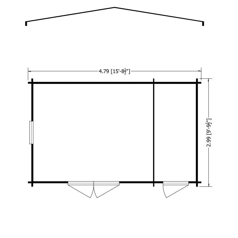 Shire Bourne 15' 6" x 9' 9" Apex Log Cabin - Premium 28mm Cladding Tongue & Groove