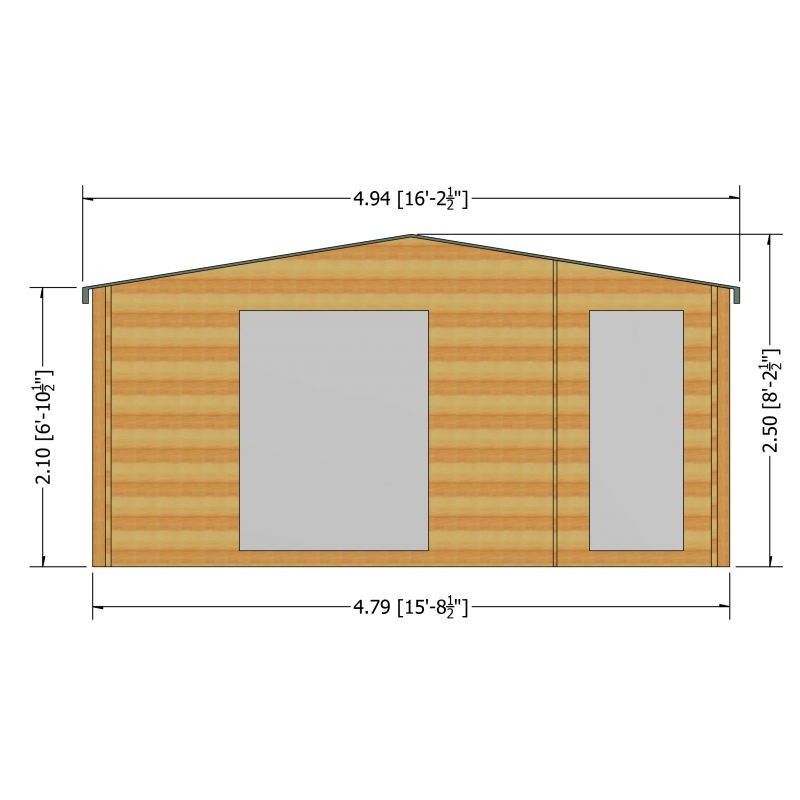 Shire Bourne 15' 6" x 9' 9" Apex Log Cabin - Premium 70mm Cladding Tongue & Groove