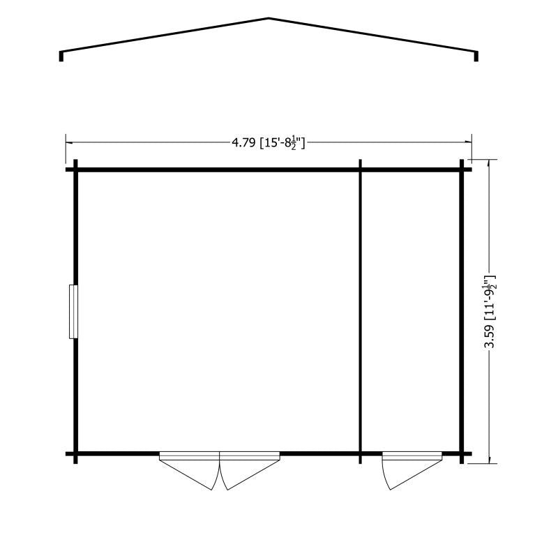 Shire Bourne 15' 6" x 11' 9" Apex Log Cabin - Premium 34mm Cladding Tongue & Groove