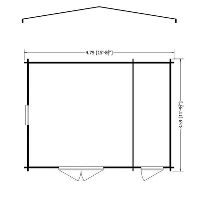 Shire Bourne 15' 6" x 11' 9" Apex Log Cabin - Premium 44mm Cladding Tongue & Groove