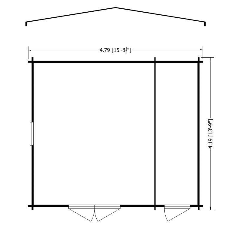 Shire Bourne 15' 6" x 13' 8" Apex Log Cabin - Premium 28mm Cladding Tongue & Groove