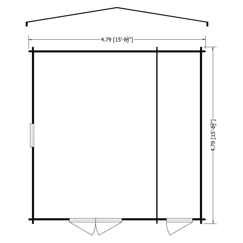 Shire Bourne 15' 6" x 15' 8" Apex Log Cabin - Premium 44mm Cladding Tongue & Groove