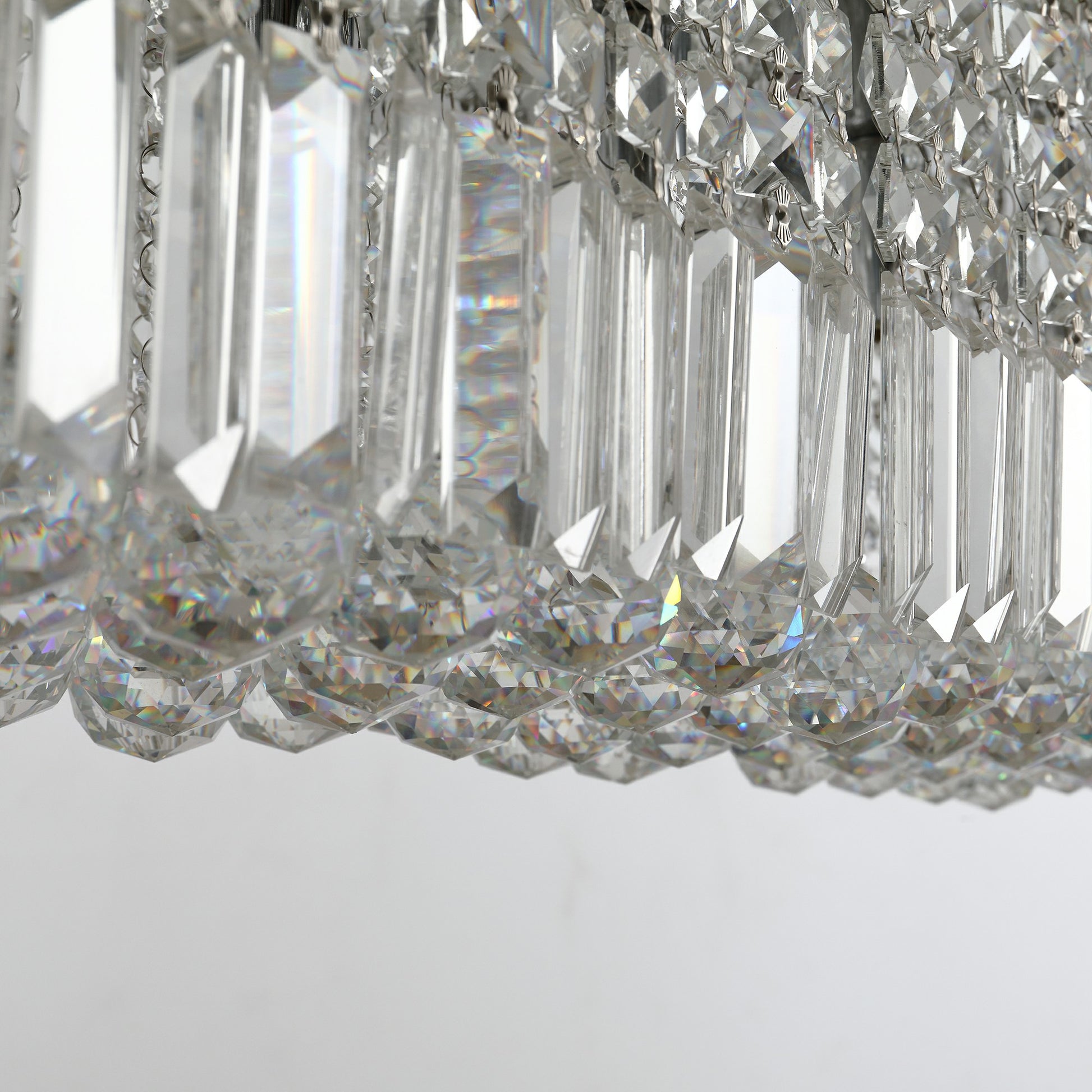 Homcom Modern Crystal Ceiling Light Square Chandelier for Home Office Hotel Silver