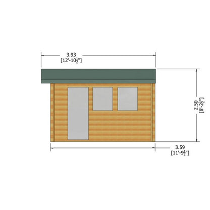 Shire Bradenham 12' 9" x 11' 9" Apex Log Cabin - Premium 28mm Cladding Tongue & Groove with Assembly