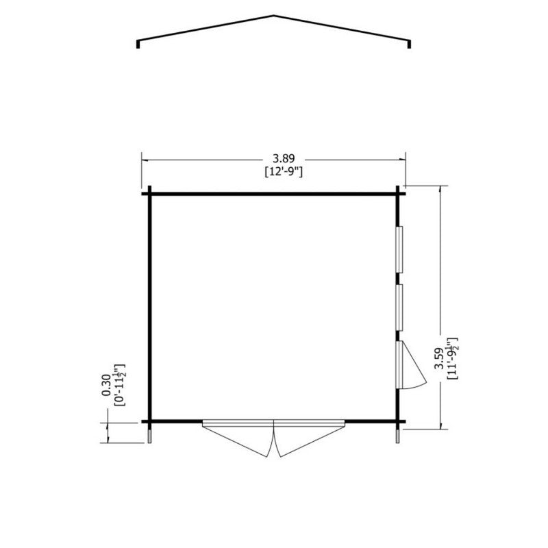 Shire Bradenham 12' 5" x 11' 9" Reverse Apex Garage - Premium 34mm Cladding Tongue & Groove