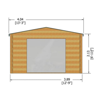 Shire Bradenham 12' 9" x 14' 8" Apex Log Cabin - Premium 34mm Cladding Tongue & Groove with Assembly