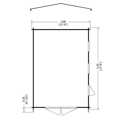 Shire Bradenham 12' 5" x 17' 8" Reverse Apex Garage - Premium 70mm Cladding Tongue & Groove