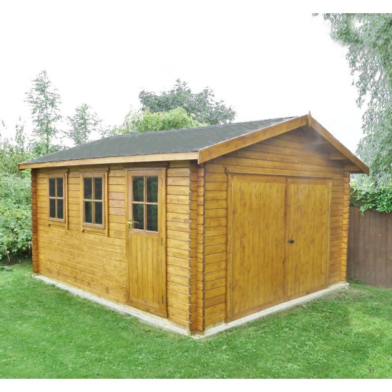 Shire Bradenham 12' 9" x 17' 8" Apex Log Cabin - Premium 44mm Cladding Tongue & Groove with Assembly