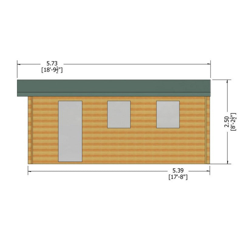 Shire Bradenham 12' 9" x 17' 8" Apex Log Cabin - Premium 44mm Cladding Tongue & Groove