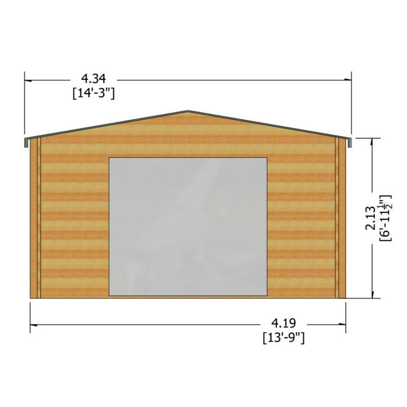 Shire Bradenham 13' 8" x 14' 8" Apex Log Cabin - Premium 44mm Cladding Tongue & Groove