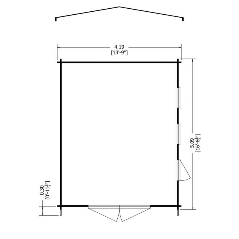 Shire Bradenham 13' 8" x 16' 8" Reverse Apex Garage - Premium 34mm Cladding Tongue & Groove