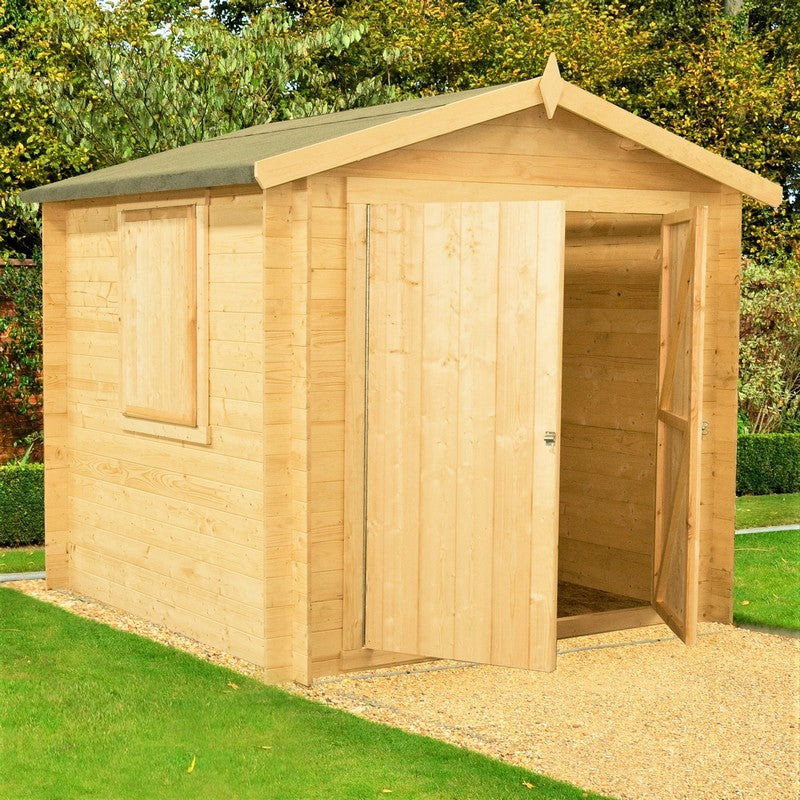 Shire Bradley 10' x 10' Apex Log Cabin - Budget 19mm Cladding Tongue & Groove