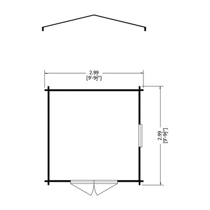 Shire Bradley 10' x 10' Apex Log Cabin - Budget 19mm Cladding Tongue & Groove