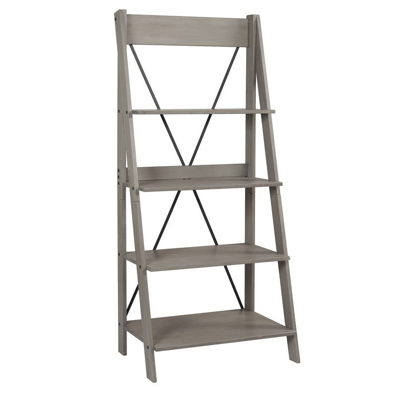 Ladder Tall Bookcase Grey 4 Shelves