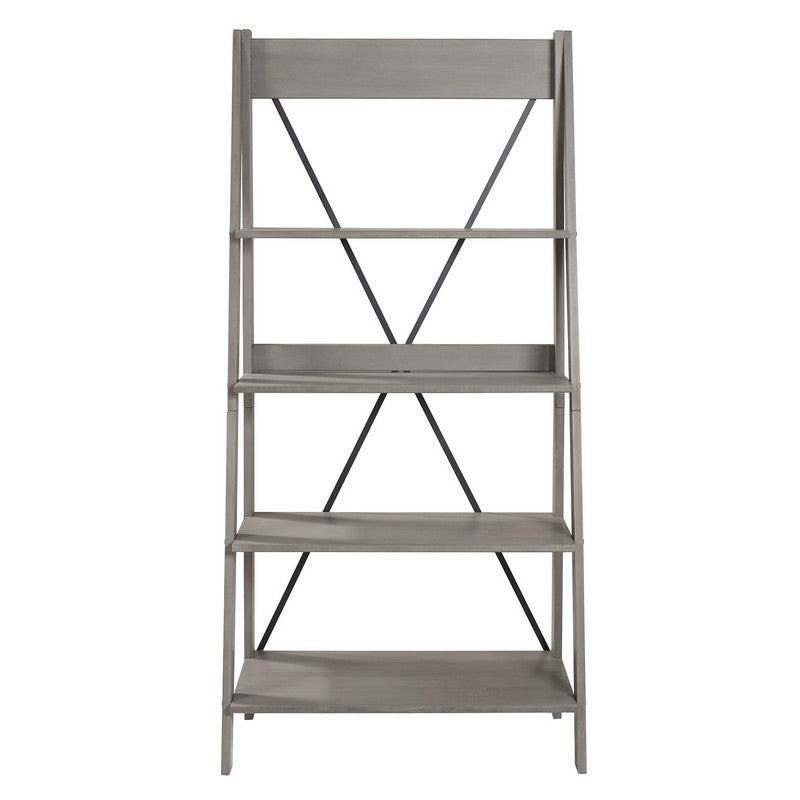 Ladder Tall Bookcase Grey 4 Shelves