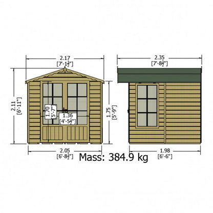 Shire Buckingham 7' 1" x 7' 8" Apex Summerhouse - Premium Pressure Treated Shiplap