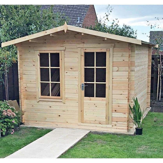 Shire Bucknells 9' 9" x 7' 10" Apex Log Cabin - Premium 70mm Cladding Tongue & Groove