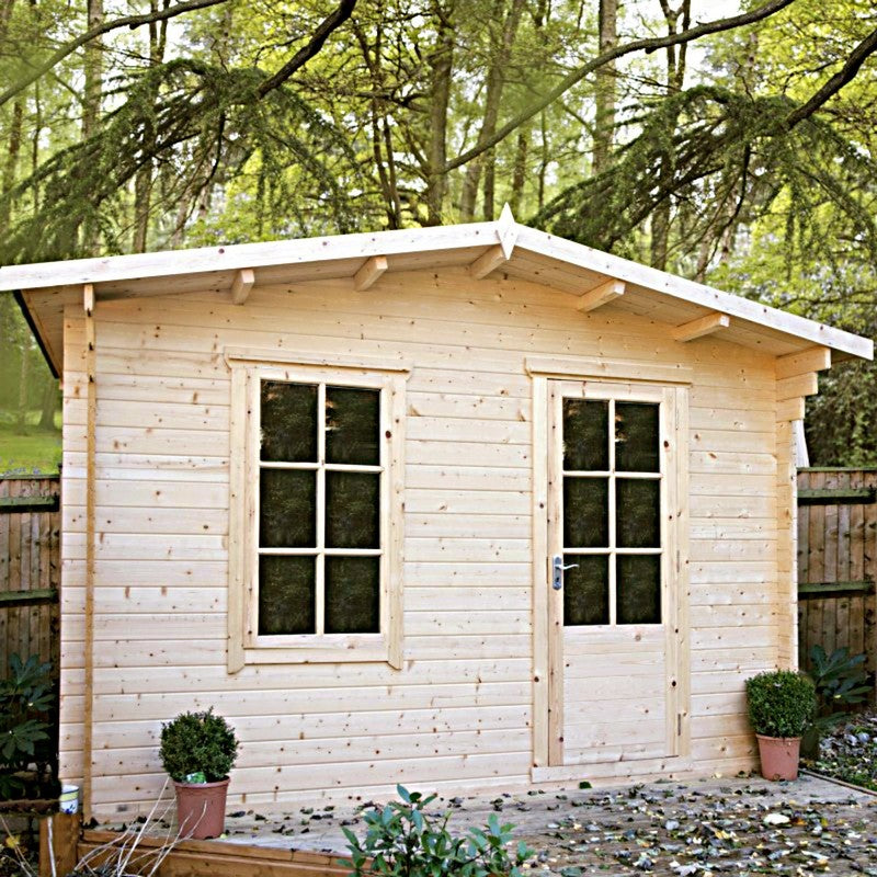 Shire Bucknells 9' 9" x 7' 10" Apex Log Cabin - Premium 70mm Cladding Tongue & Groove