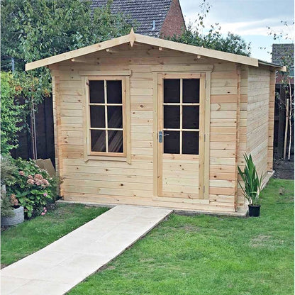 Shire Bucknells 9' 9" x 7' 10" Apex Log Cabin - Premium 34mm Cladding Tongue & Groove