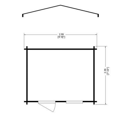 Shire Bucknells 9' 9" x 7' 10" Apex Log Cabin - Premium 34mm Cladding Tongue & Groove